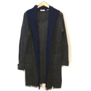 Anthropologie Sleeping on Snow Gray Long Cardigan Sweater Hooded Wool Size S